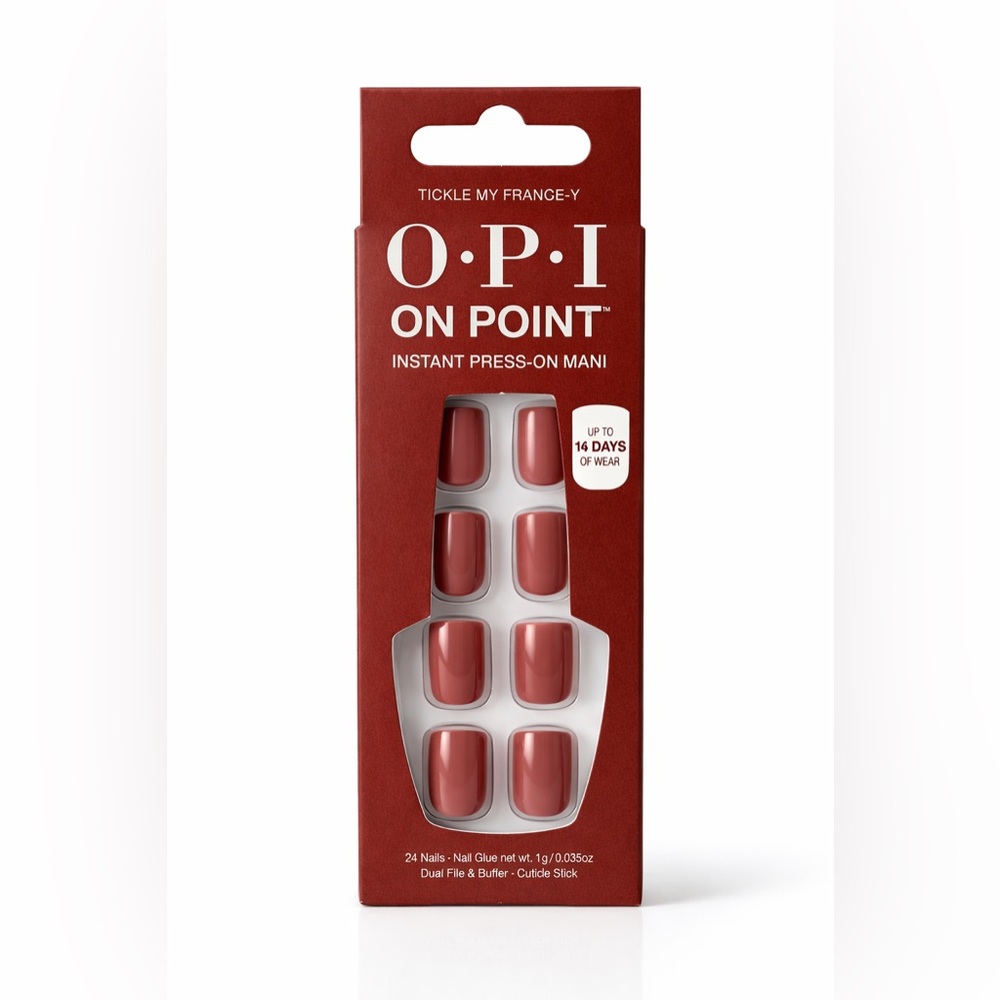 OPI On Point Press-On Nail Kit Tickle My France-y Burgundy Mauve Reusable Vegan